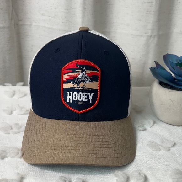 Hooey Accessories - Hooey Navy, Tan & White Mesh Western Patch Cap
